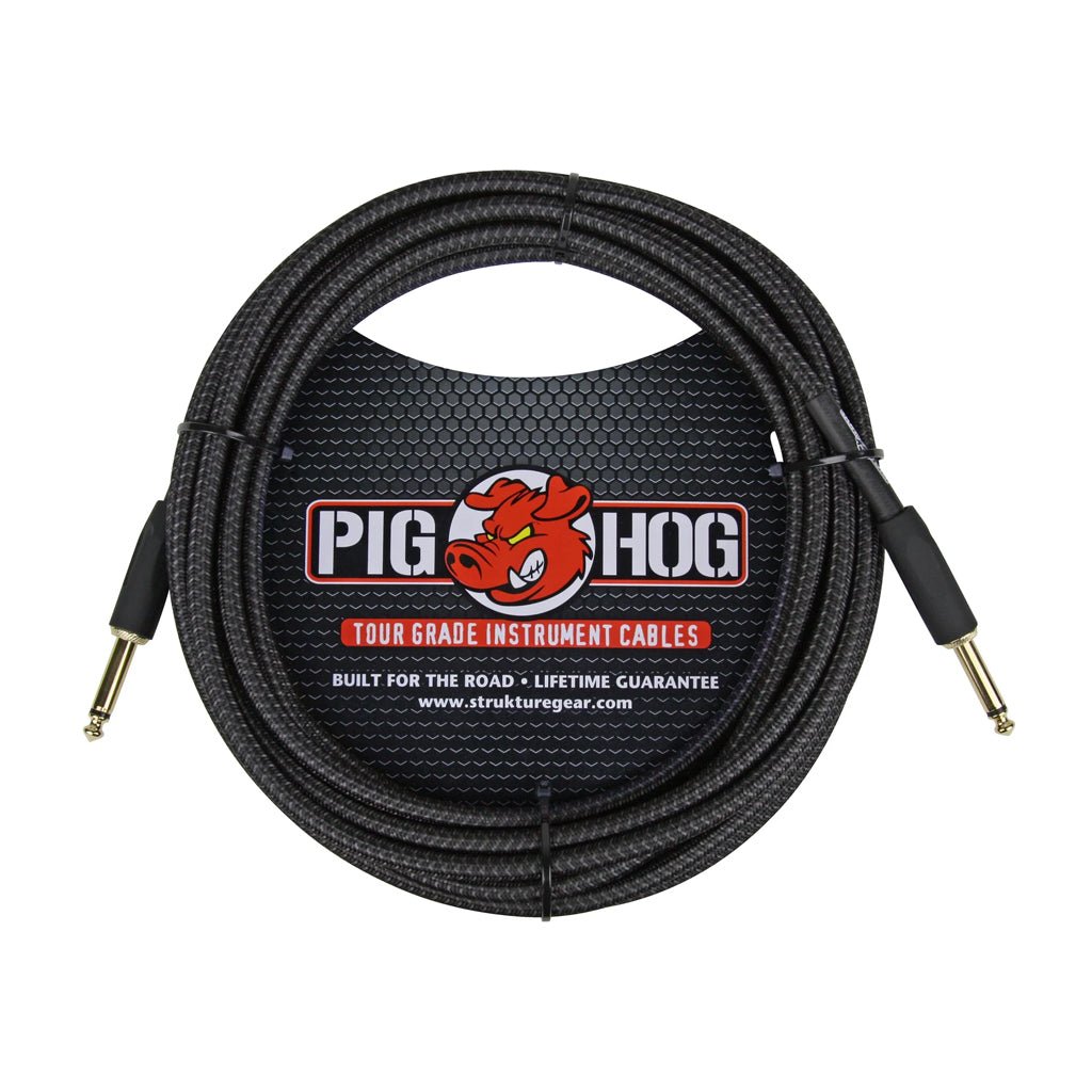 Pig Hog “Black Woven” Instrument Cable, 20ft Guitar Cables Sky Music