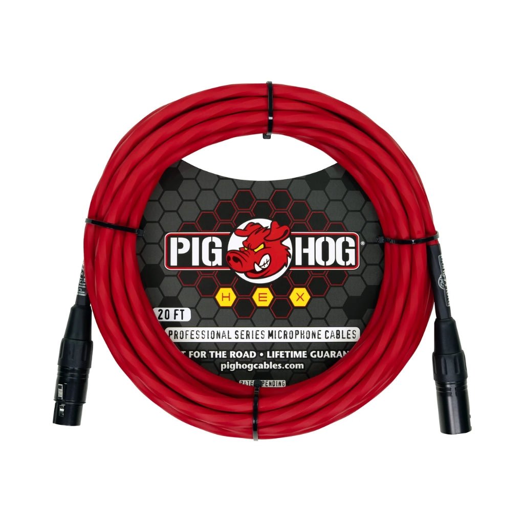 Pig Hog Hex Series Microphone Cable - Candy Apple Red, 20ft Microphone Cables Sky Music