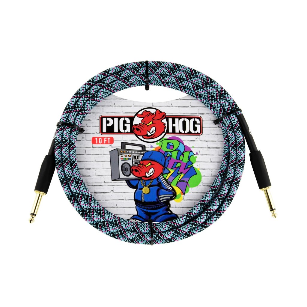 Pig Hog Instrument Cable - Graffiti Blue, 10ft Instrument Cables Sky Music