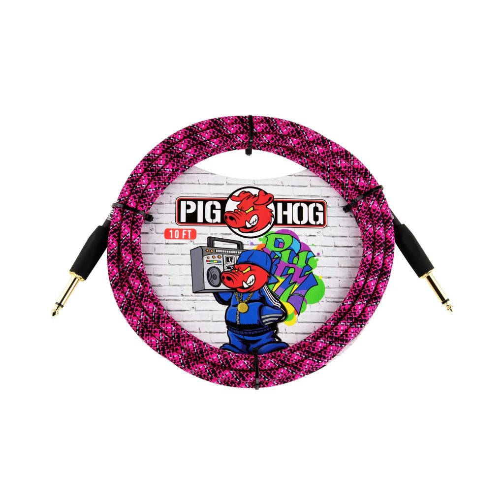 Pig Hog Instrument Cable - Graffiti Pink, 10ft Instrument Cables Sky Music