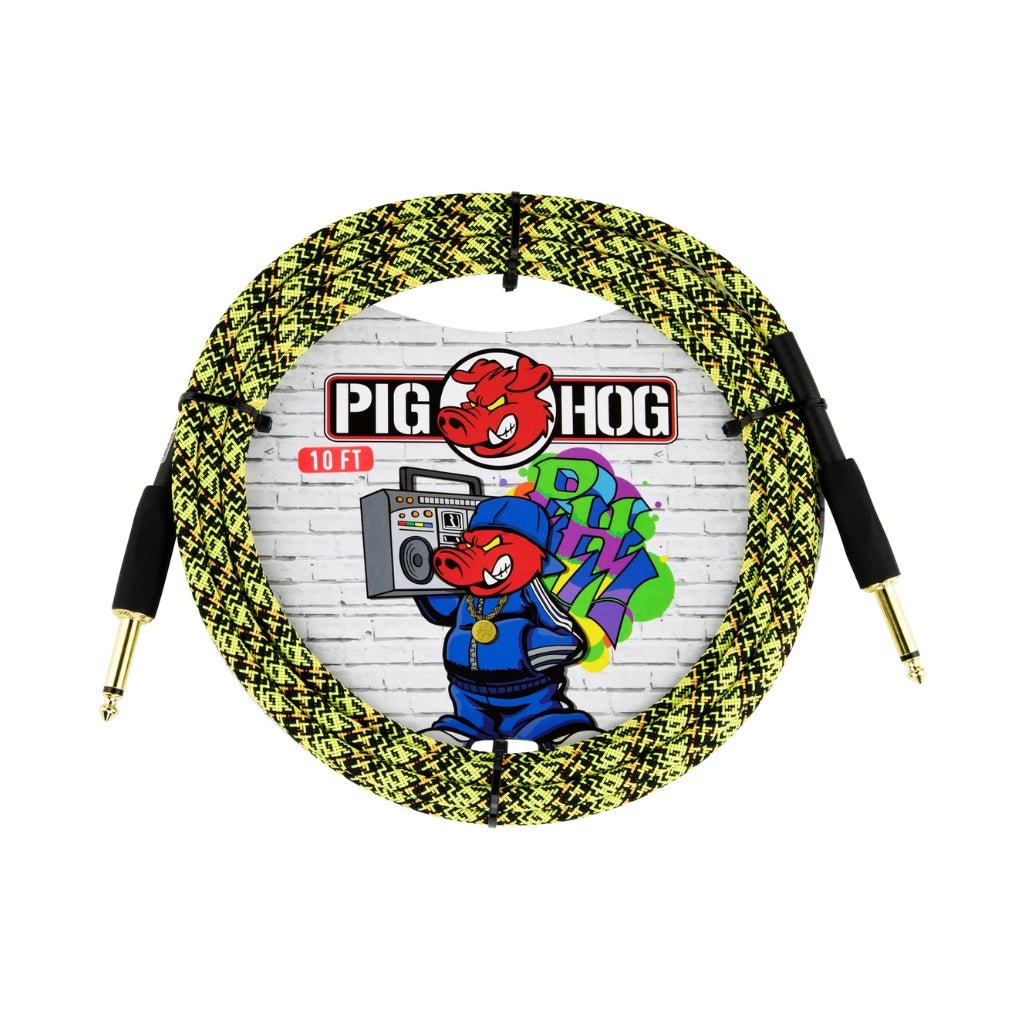 Pig Hog Instrument Cable - Graffiti Yellow, 10ft Instrument Cables Sky Music