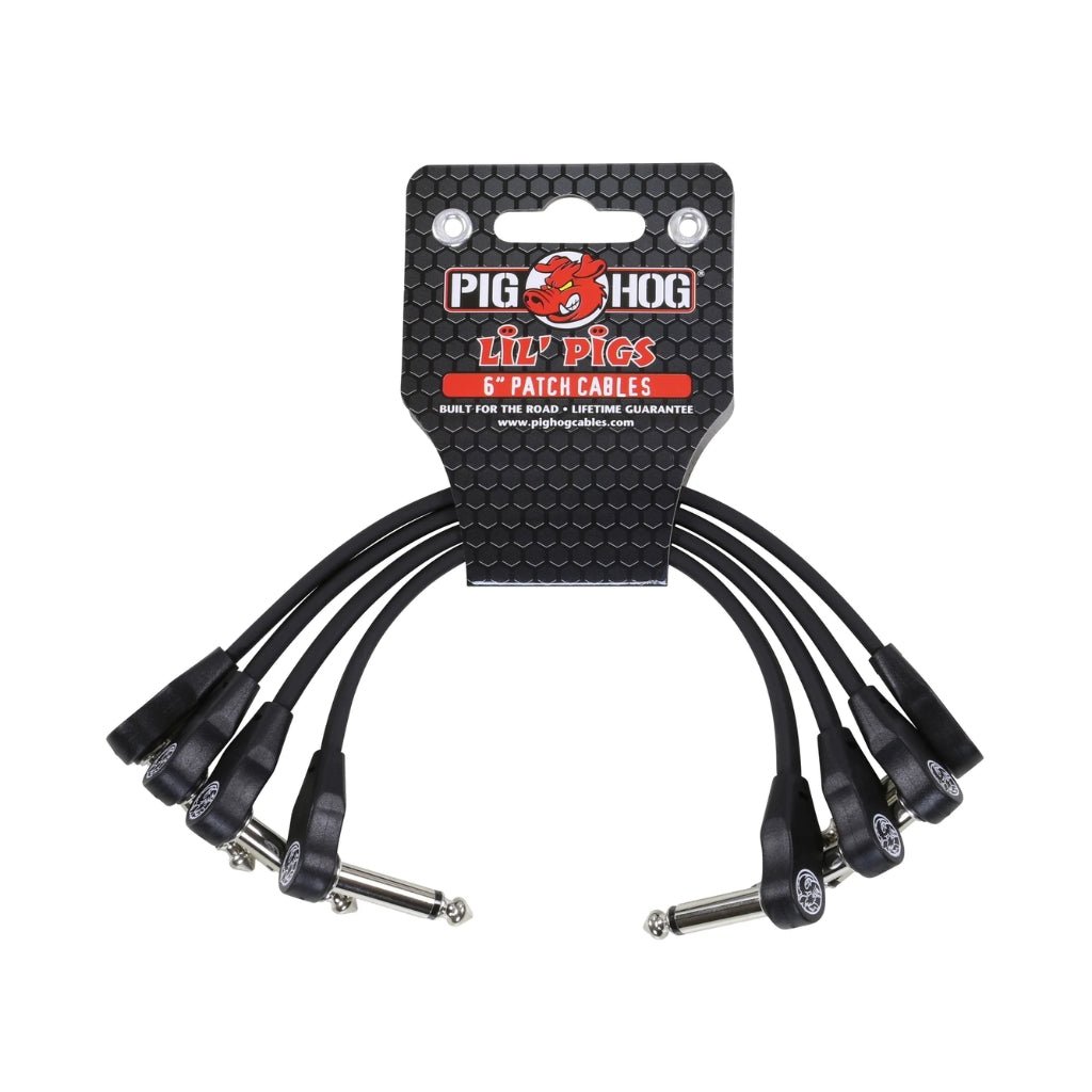 Pig Hog Lil Pigs Low Profile Patch Cable - Black, 6-inches 4-Pack Cables Sky Music