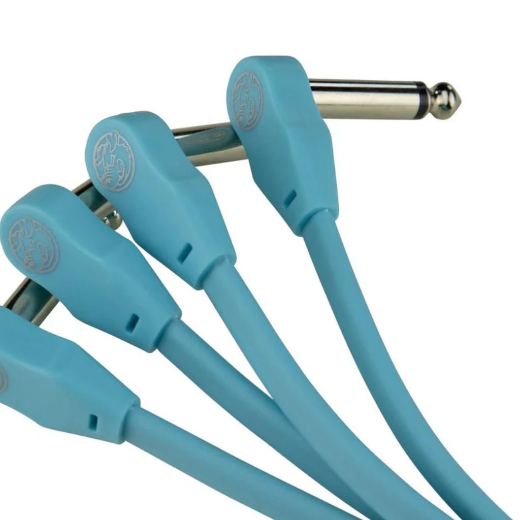 Pig Hog Lil Pigs Low Profile Patch Cable - Daphne Blue, 6-inches 4-Pack Cables Sky Music