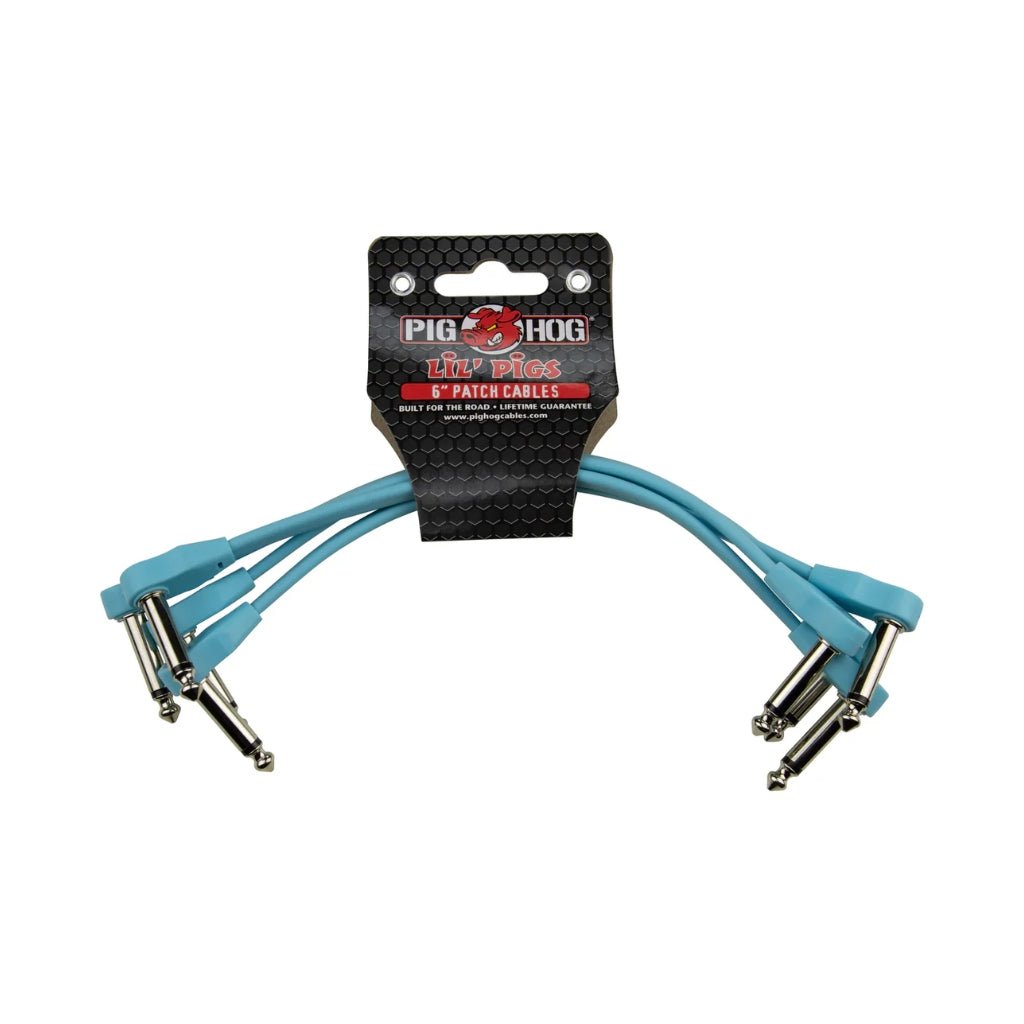 Pig Hog Lil Pigs Low Profile Patch Cable - Daphne Blue, 6-inches 4-Pack Cables Sky Music