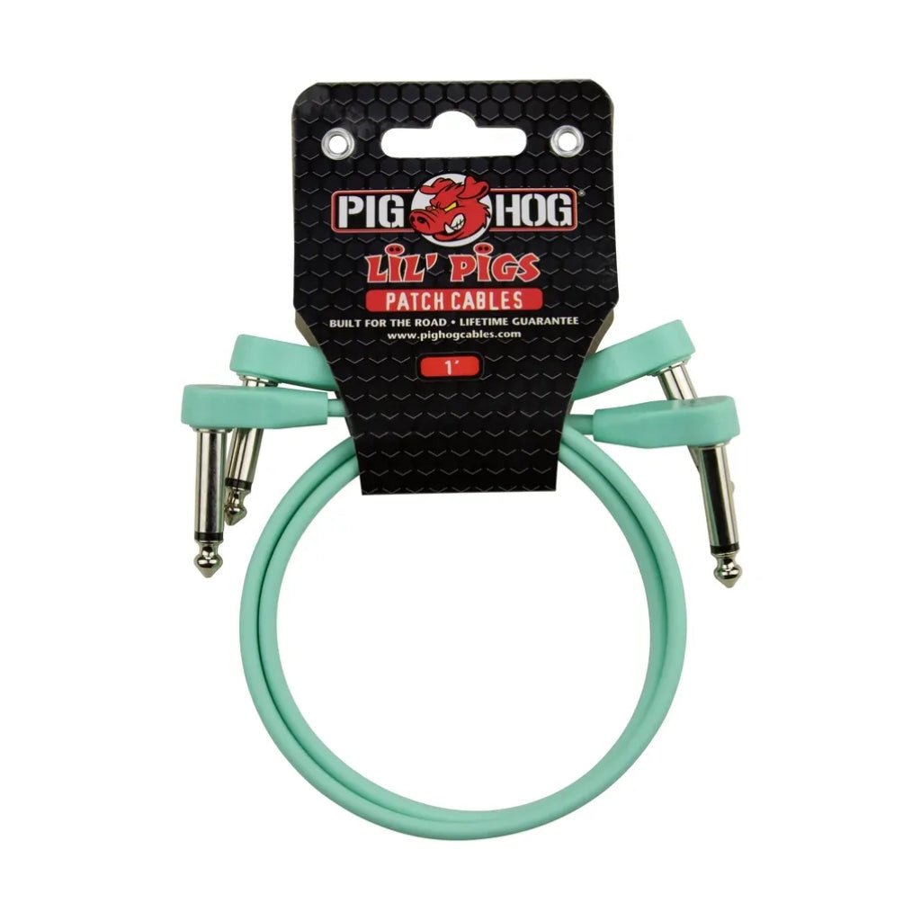 Pig Hog Lil Pigs Low Profile Patch Cable - Seafoam Green, 1-Foot 2-Pack Cables Sky Music