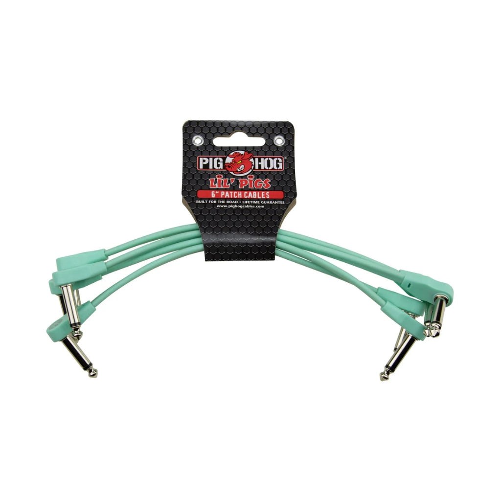 Pig Hog Lil Pigs Low Profile Patch Cable - Seafoam Green, 6-inches 4-Pack Cables Sky Music