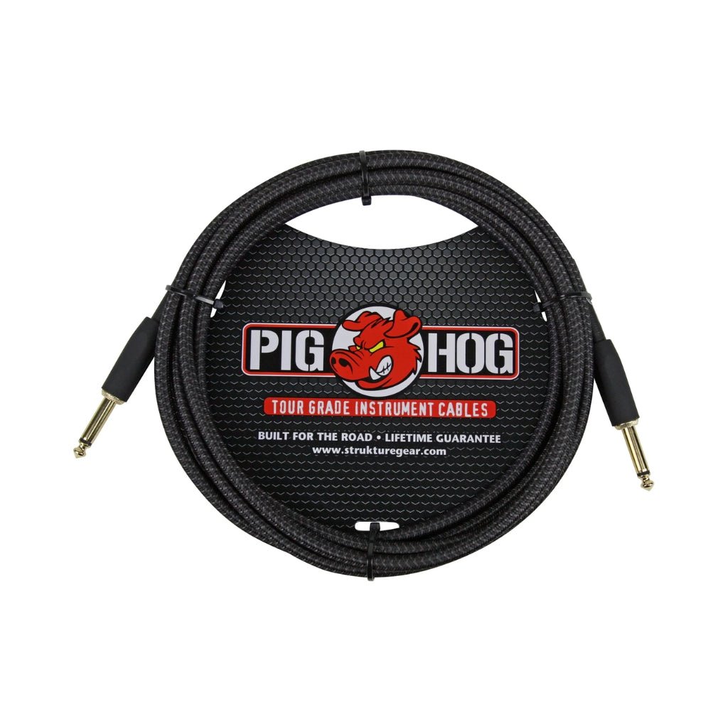 Pig Hog Tour Grade Instrument Cable - Black Woven, 10ft Instrument Cables Sky Music