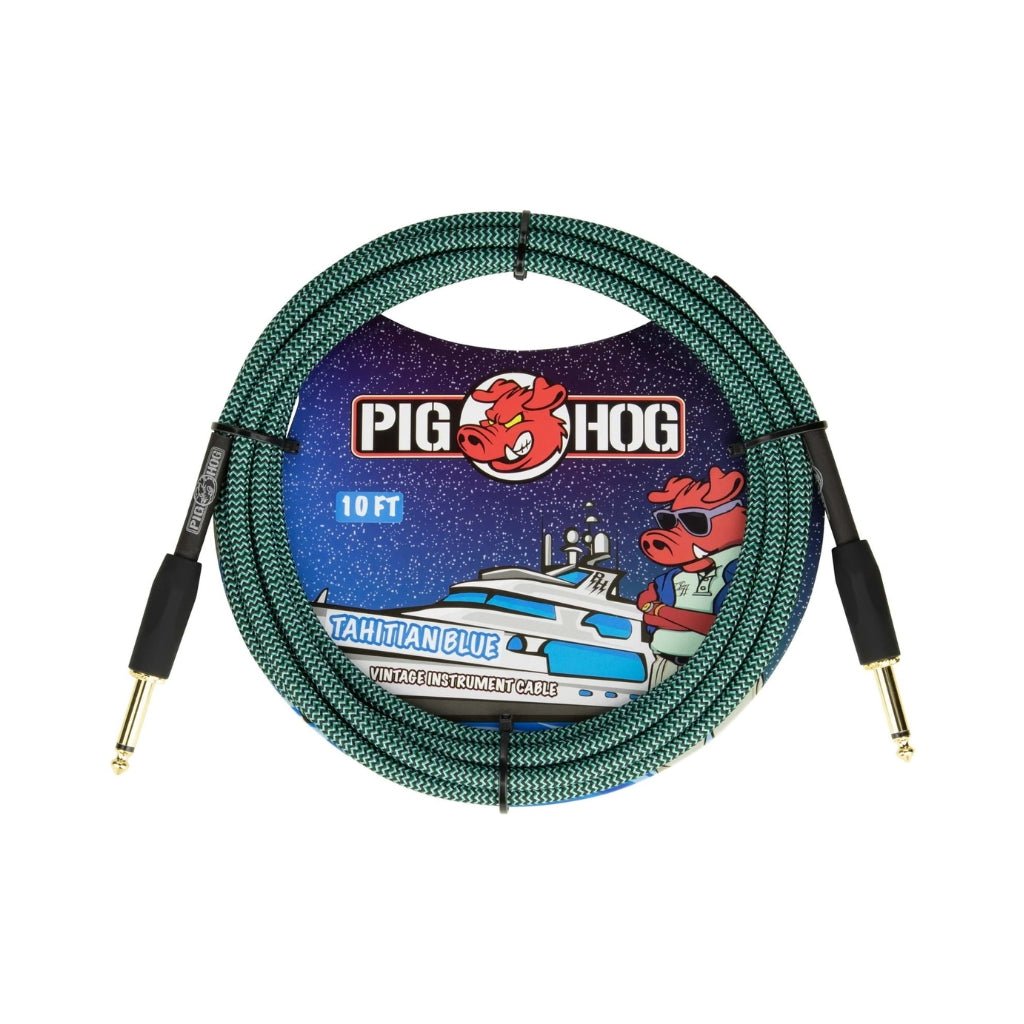 Pig Hog Vintage Instrument Cable - Tahitian Blue, 10ft Instrument Cables Sky Music