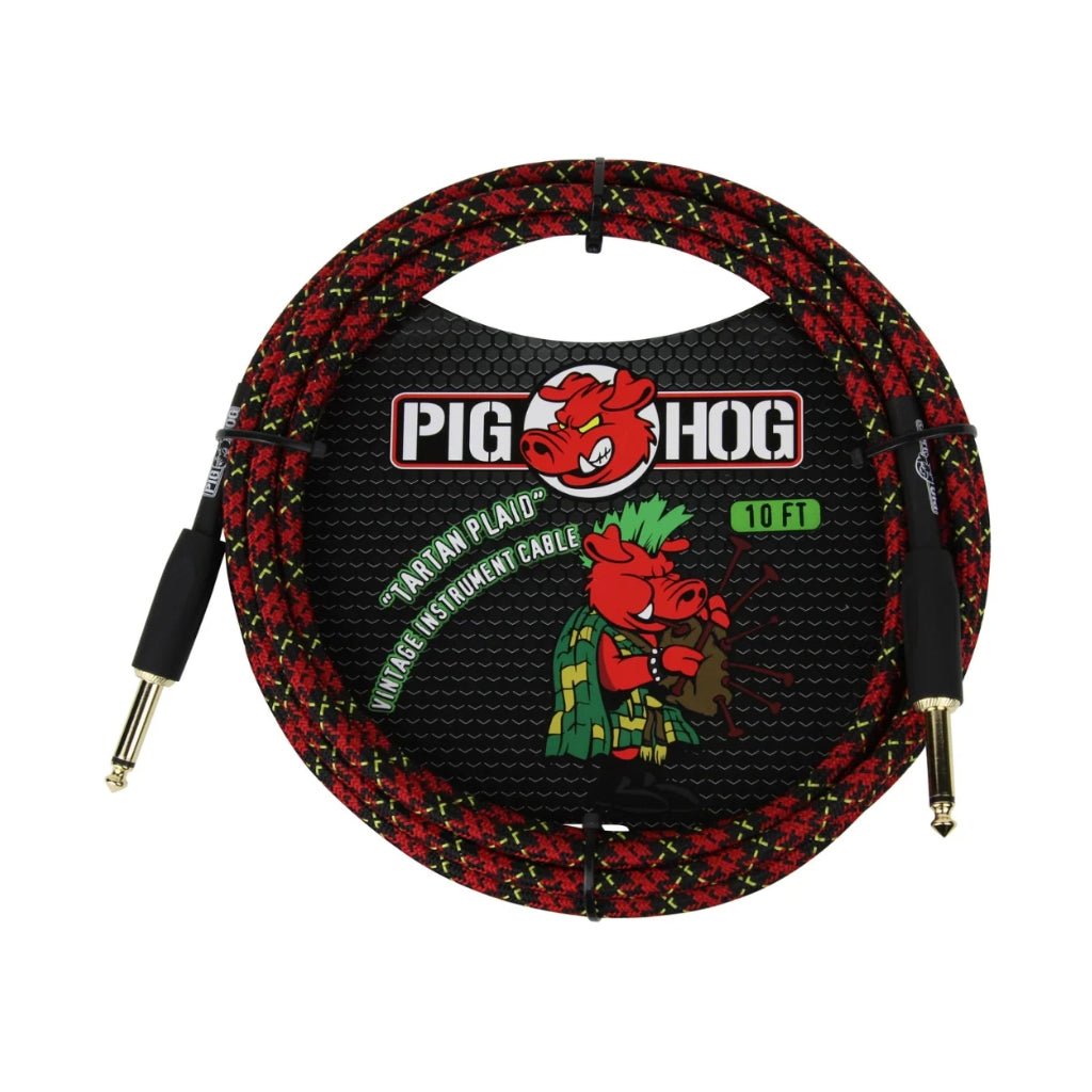 Pig Hog Vintage Instrument Cable - Tartan Plaid, 10ft Instrument Cables Sky Music
