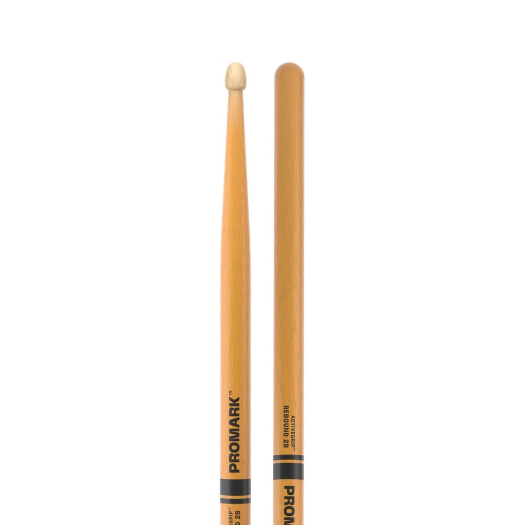 Promark R2BAGC Rebound 2B Hickory Active Grip Wood Tip Clear Drum Sticks Sky Music