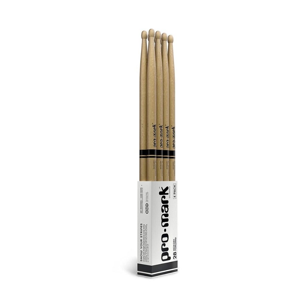 Promark TX2BW-4P Hickory 2B Wood Tip Drumsticks - 4-Pack Drum Sticks Sky Music