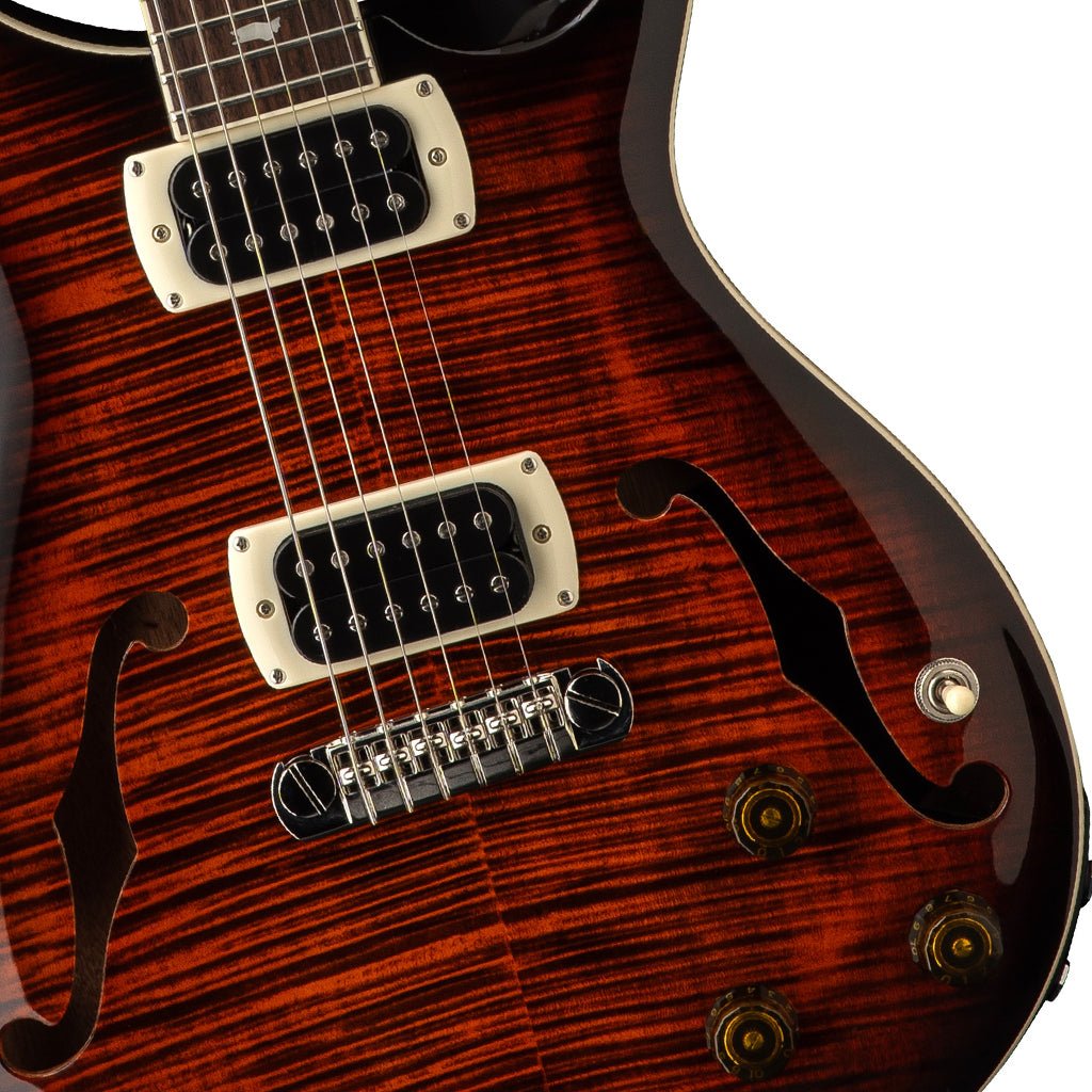 PRS SE Flatback Hollowbody I Piezo Electric Guitar - Orange Tiger Smokeburst Electric Guitars Sky Music