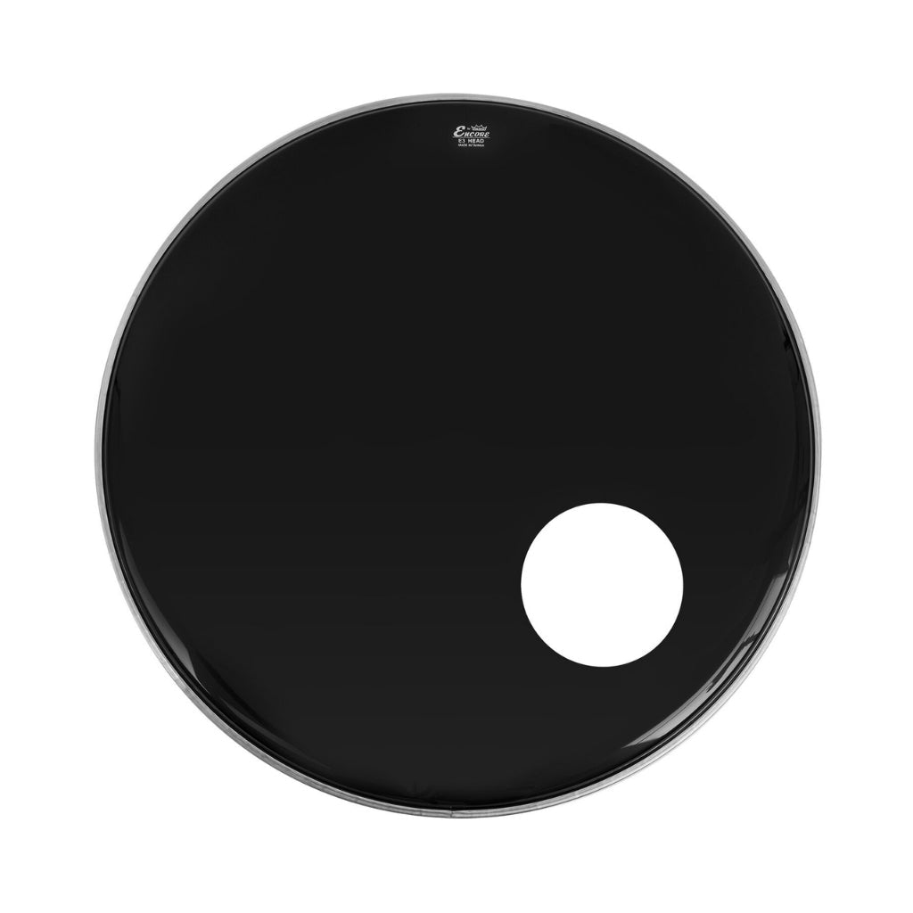 Remo Encore Powerstroke 3 Ebony Bass Drumhead with 5" offset hole - 18 inches Drum Heads Sky Music