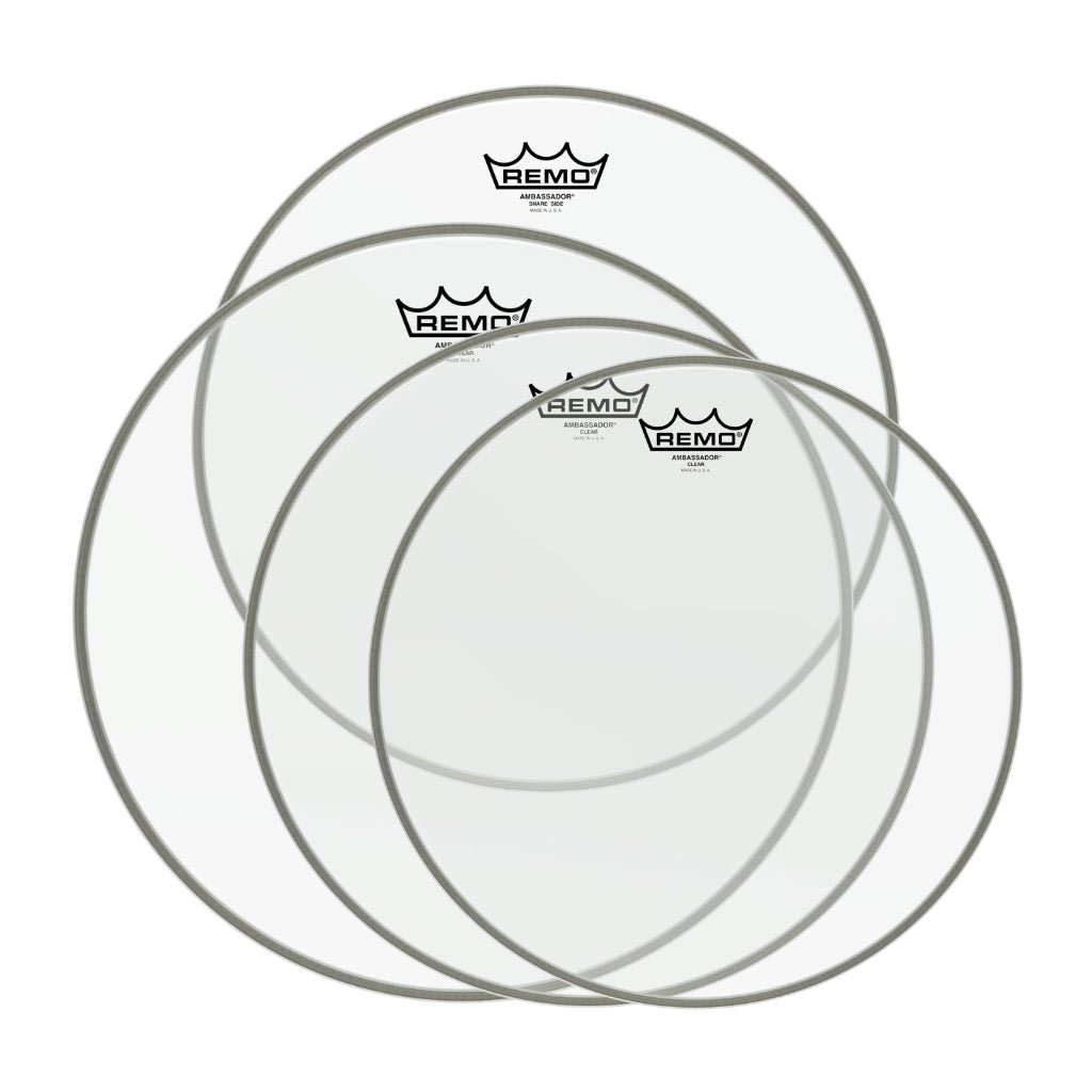 Remo Pro Pack Ambassador Clear 12" 13" 16" FREE 14'' SA Hazy Snare Side Drum Heads Sky Music