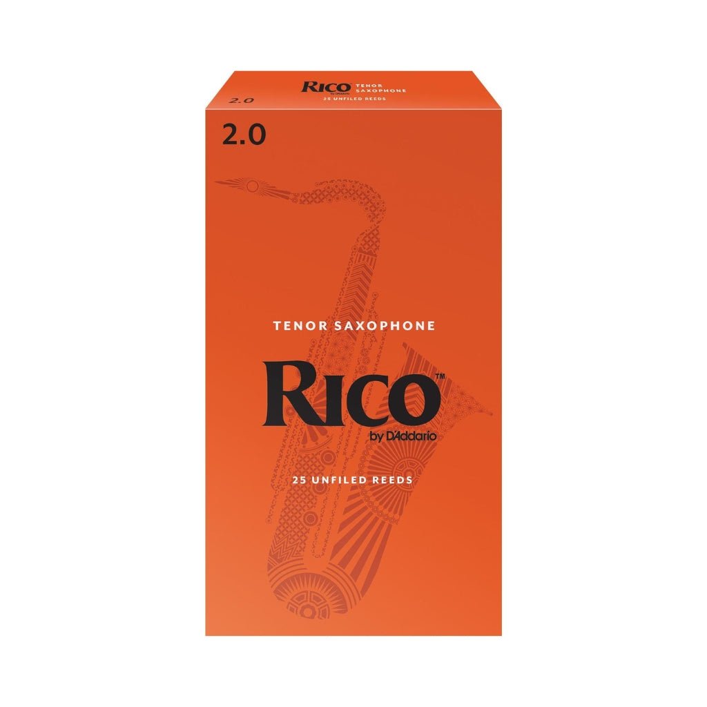 Rico by D'Addario Tenor Sax Reeds, Strength 2.0 - 25 Pack Brass &amp; Woodwind Accessories Sky Music