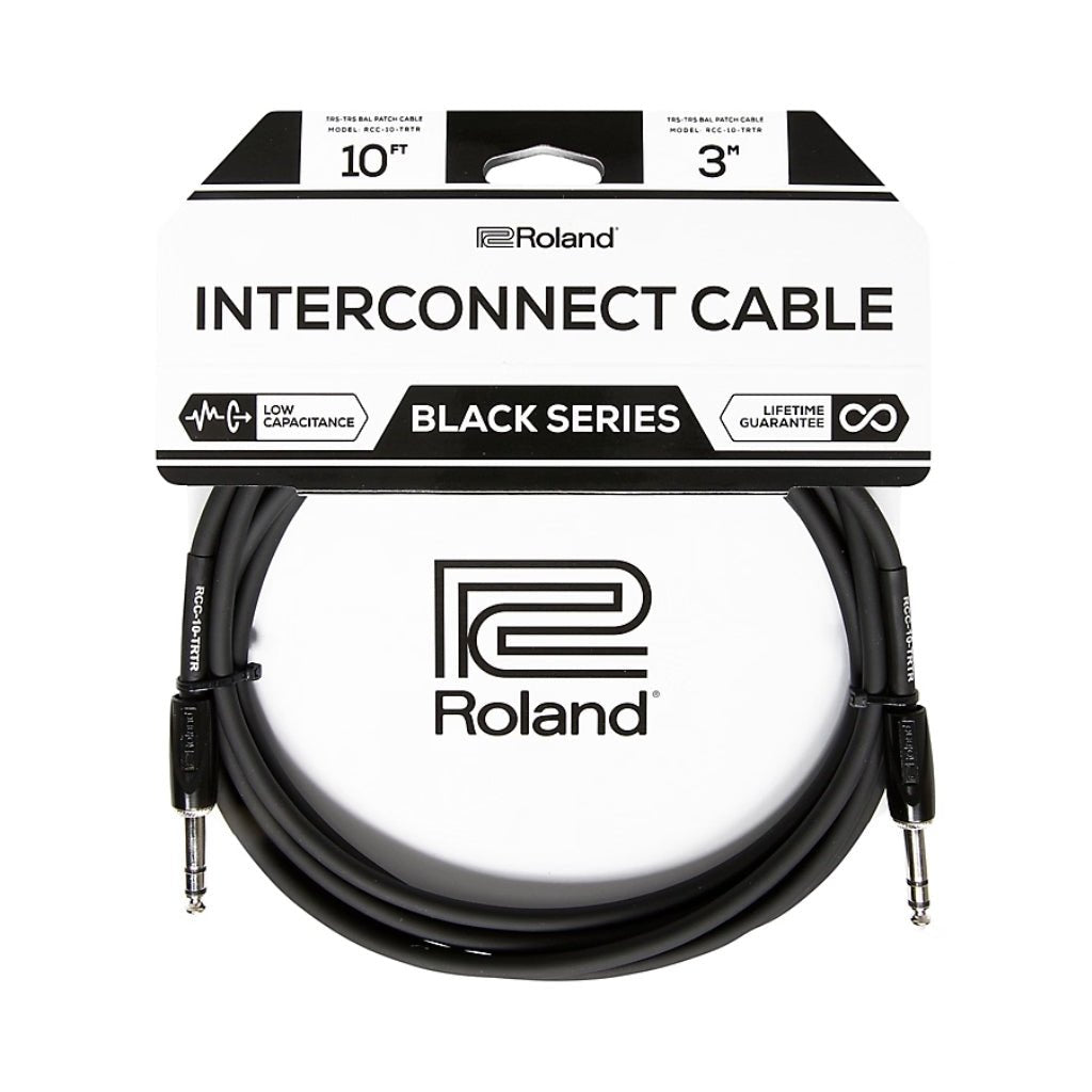 Roland RCC-10-TRTR 1/4-inch TRS Black Series Interconnect Cable 10ft Cables Sky Music