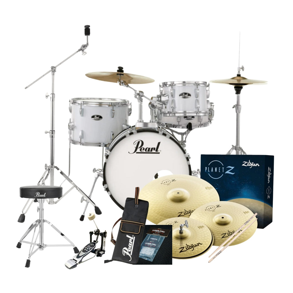 Pearl - Roadshow X 18" - 4-Piece Drum Kit Package with Zildjian Cymbals & Hardware Pure White