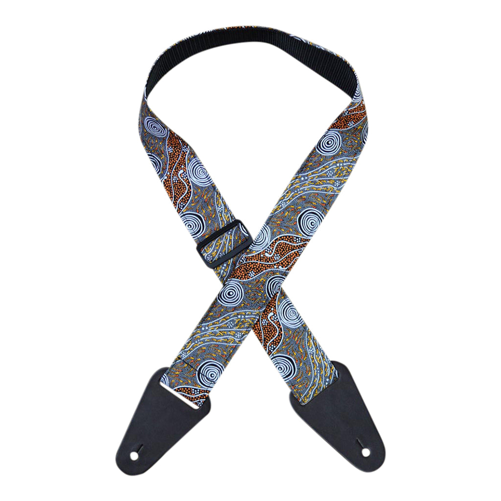 Colonial Leather - Aboriginal Art Guitar Strap – Bush Camp