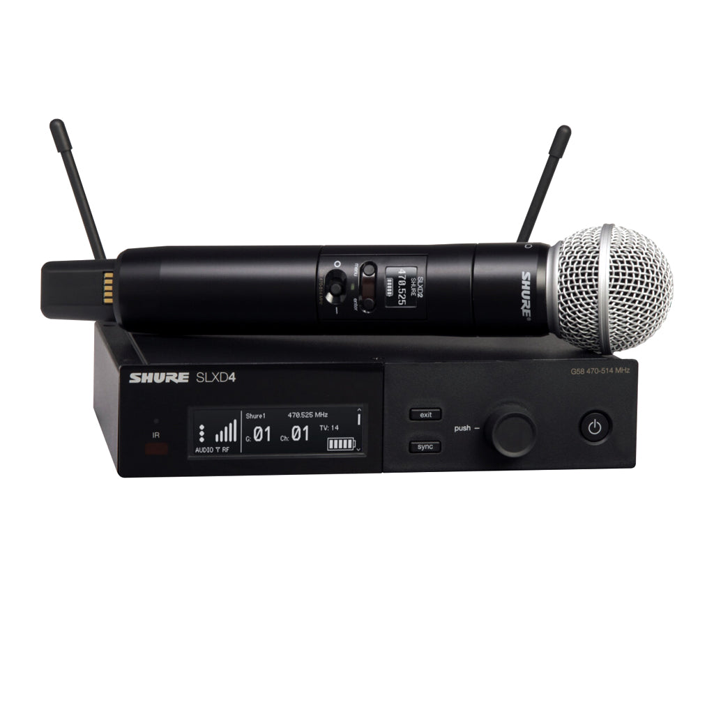 Shure SLX D System with SLXD2 Beta58 Handheld Transmitter and SLXD4 Digital Wireless Receiver