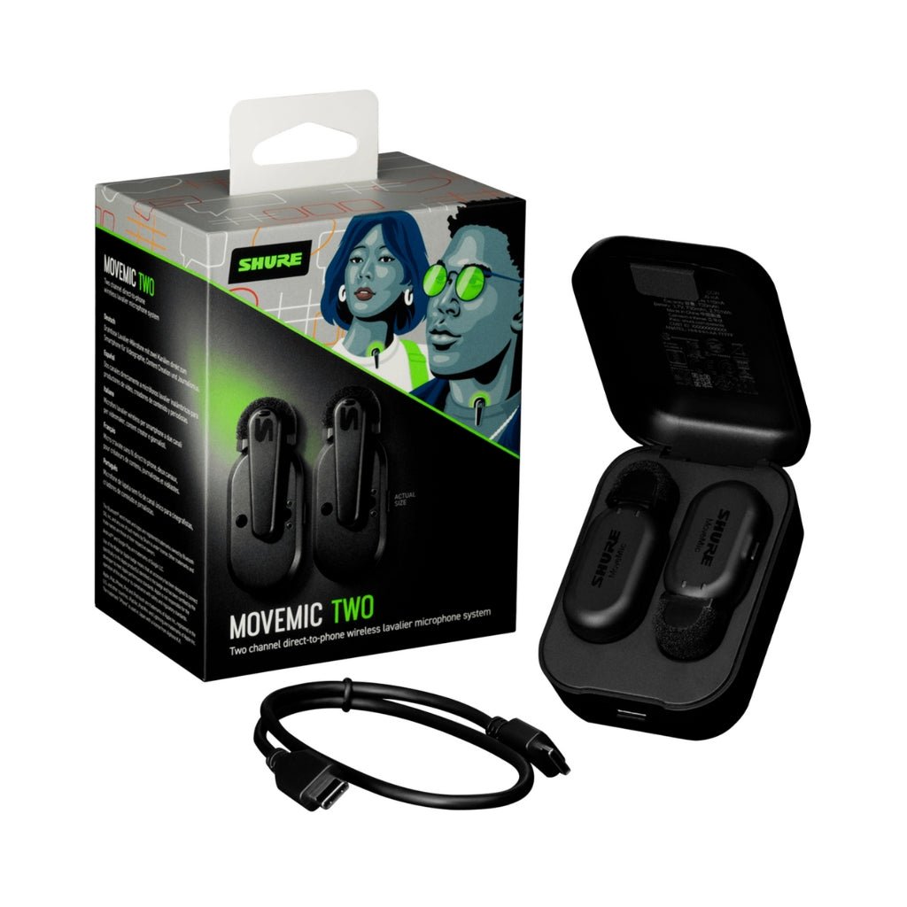 Shure Dual MoveMic Lavalier Microphone with USB-C Cables and Charging Cases Microphones Sky Music