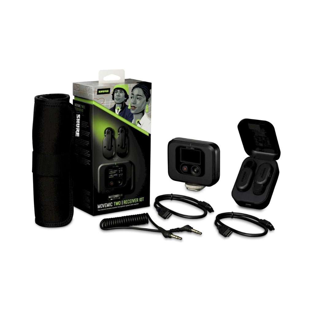 Shure Dual MoveMic Lavalier Microphones and MoveMic Receiver Kit with Charging Cases Microphones Sky Music
