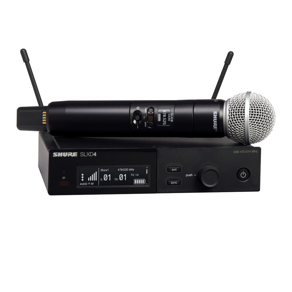 Shure SLX-D System with SLXD2/Beta58 Handheld Transmitter and SLXD4 Digital Wireless Receiver Microphones Sky Music