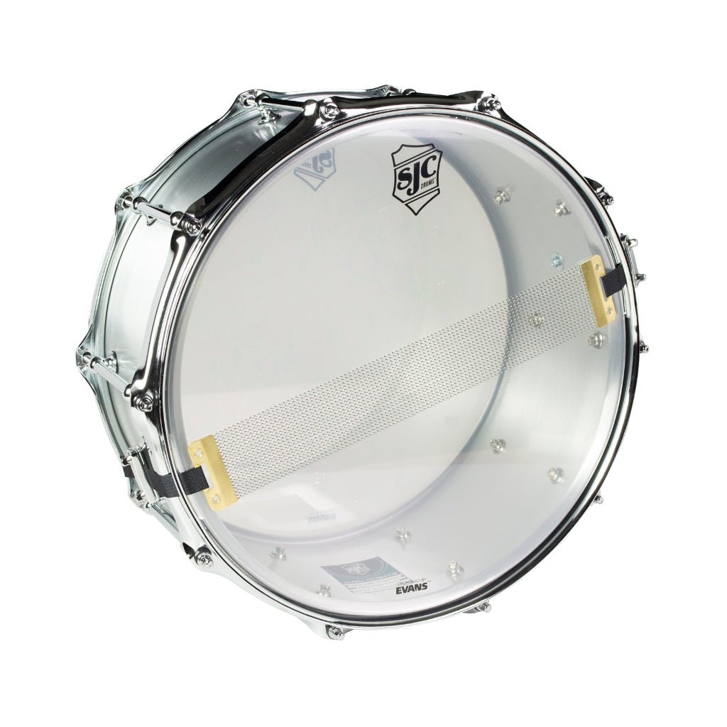 SJC Custom Drums Alpha Aluminum Snare Drum 6.5x14-inch Brushed - 1.2mm Aluminum Shell, Evans Heads & Chrome Hardware Snare Drums Sky Music