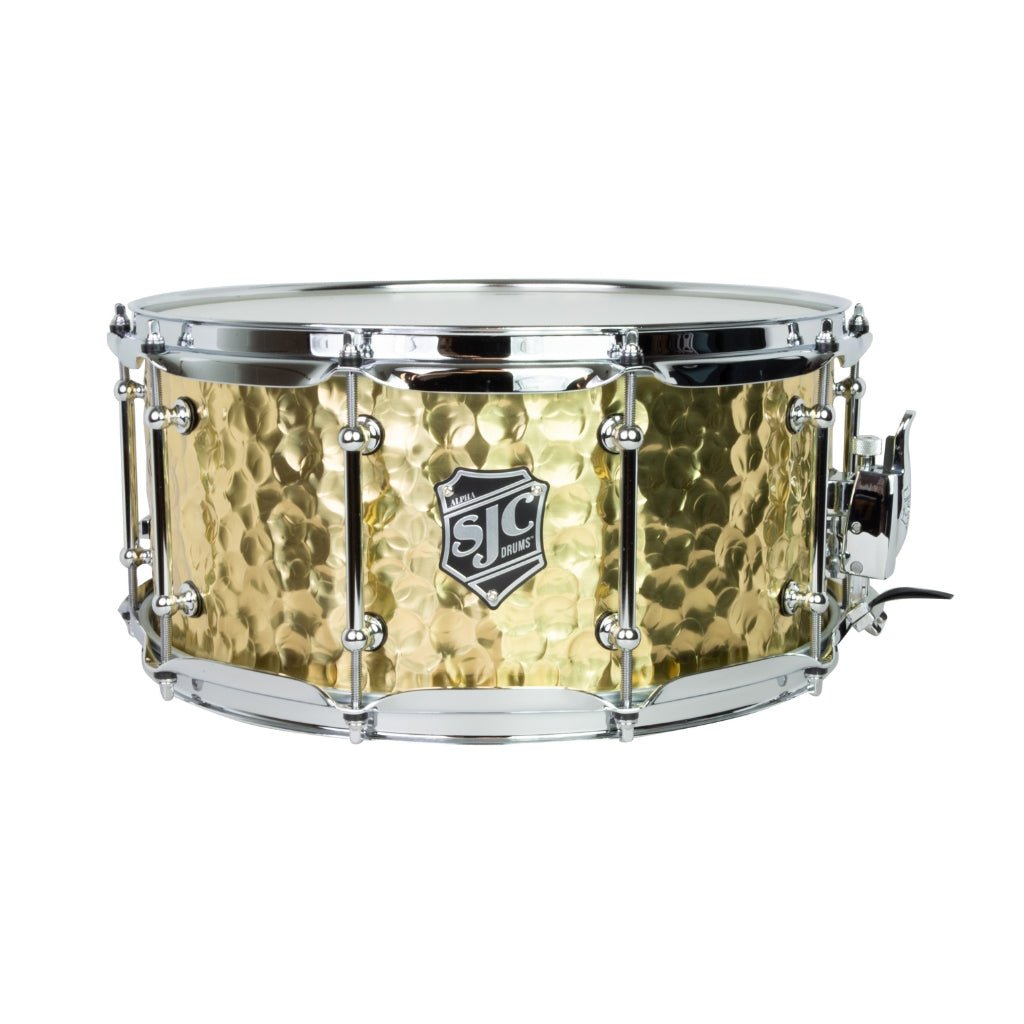 SJC Custom Drums Alpha Hammered Brass Snare Drum 6.5x14-inch - Polished Snare Drums Sky Music