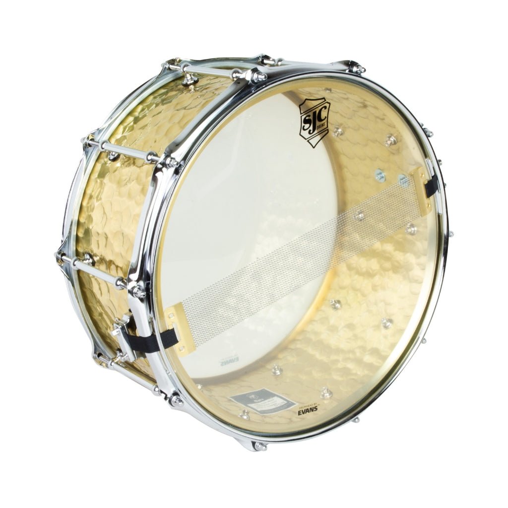 SJC Custom Drums Alpha Hammered Brass Snare Drum 6.5x14-inch - Polished Snare Drums Sky Music