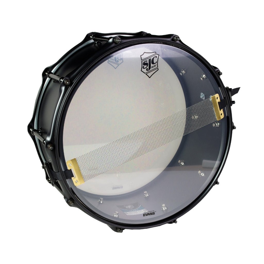 SJC Custom Drums Alpha Steel Snare Drum 6.5x14-inch - Flat Black Snare Drums Sky Music