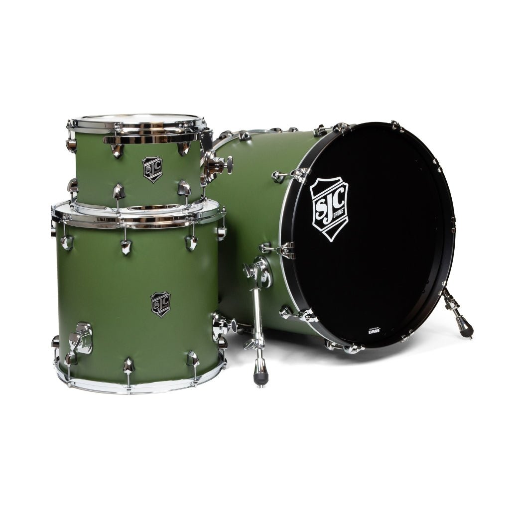 SJC Custom Drums Navigator Maple 3-Piece Shell Pack - Deep Olive Green Acoustic Drums Sky Music