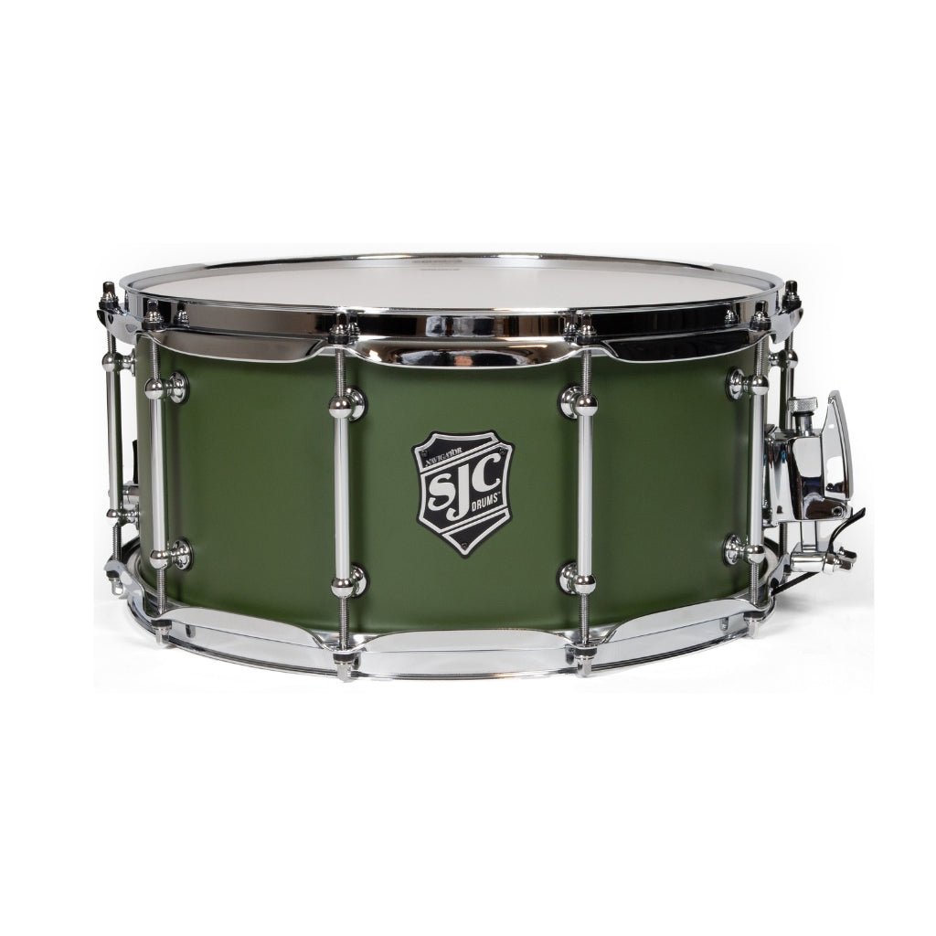 SJC Custom Drums Navigator Maple Snare Drum 6.5x14-inch - Deep Olive Green Snare Drums Sky Music