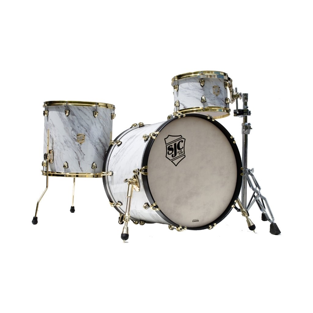 SJC Custom Drums Providence Series Maple 3-Piece Shell Pack 22-inch - Calcutta White Acoustic Drums Sky Music