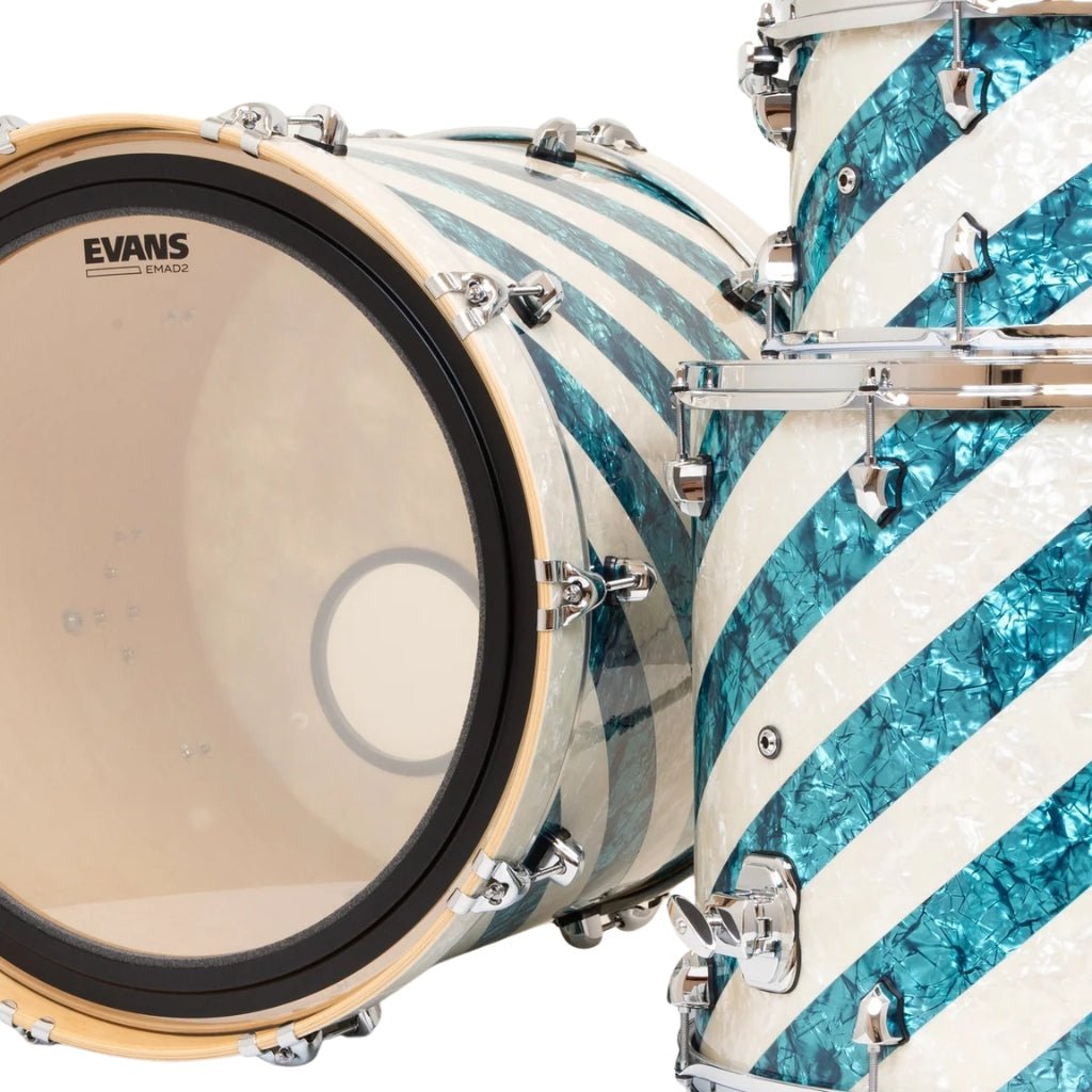 SJC Custom Drums 'The Barbershop' 3 Piece Shell Pack - Turquoise Pearl & Aged White Pearl Acoustic Drums Sky Music
