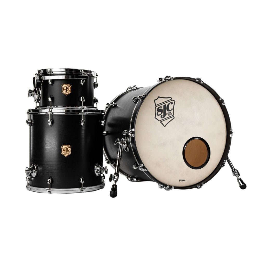 SJC Custom Drums Tour Series Maple 3-Piece Shell Pack 22-inch - Matte Black USA Made Acoustic Drums Sky Music