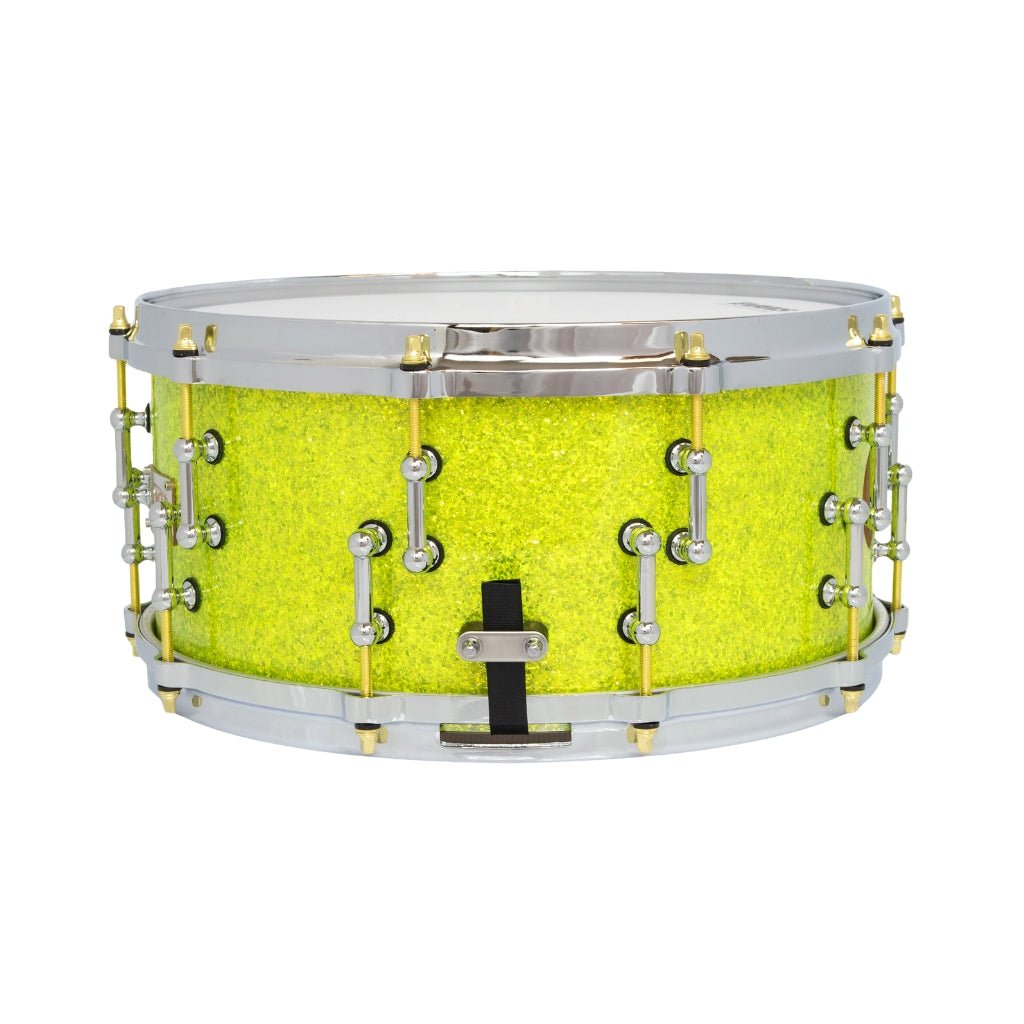 SJC Custom Drums XXV Anniversary 6.5x14-inch 25-Ply Maple Snare Drum - Lime Glass Glitter Snare Drums Sky Music