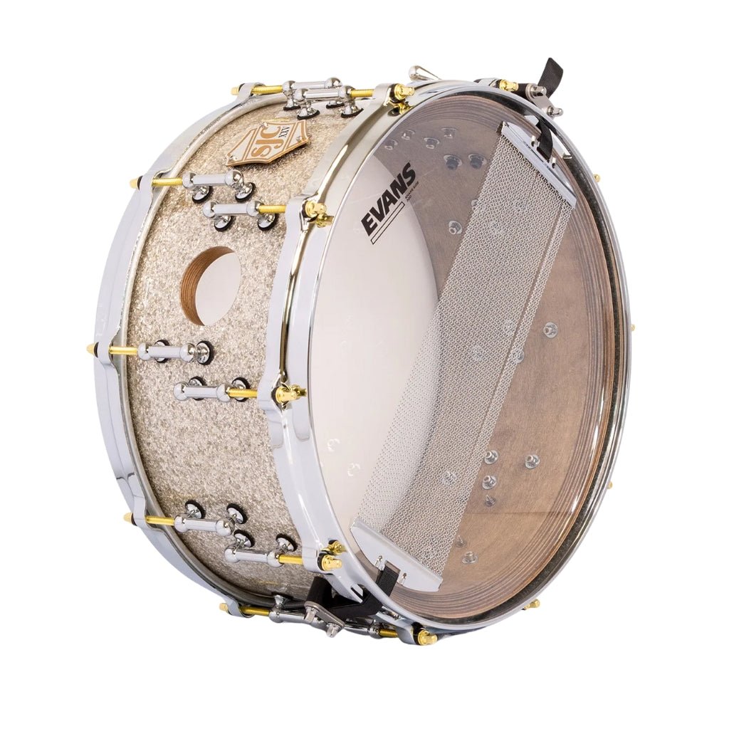 SJC Custom Drums XXV Anniversary 6.5x14-inch 25-Ply Maple Snare Drum - Silver Glass Glitter Snare Drums Sky Music