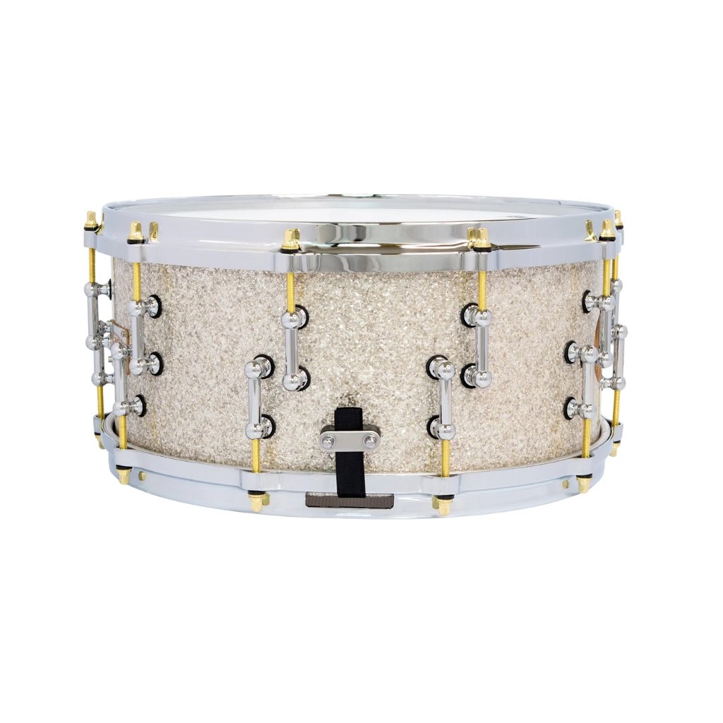 SJC Custom Drums XXV Anniversary 6.5x14-inch 25-Ply Maple Snare Drum - Silver Glass Glitter Snare Drums Sky Music