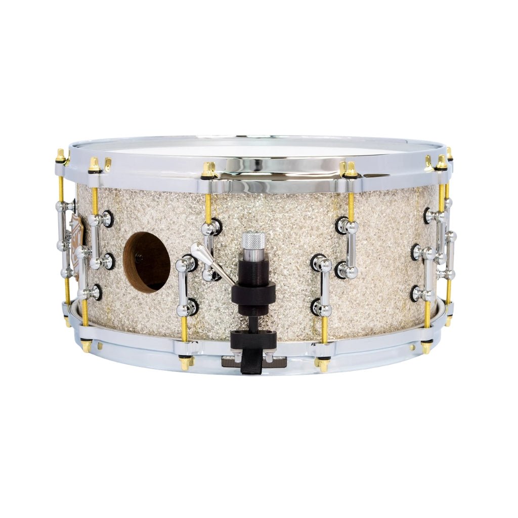 SJC Custom Drums XXV Anniversary 6.5x14-inch 25-Ply Maple Snare Drum - Silver Glass Glitter Snare Drums Sky Music