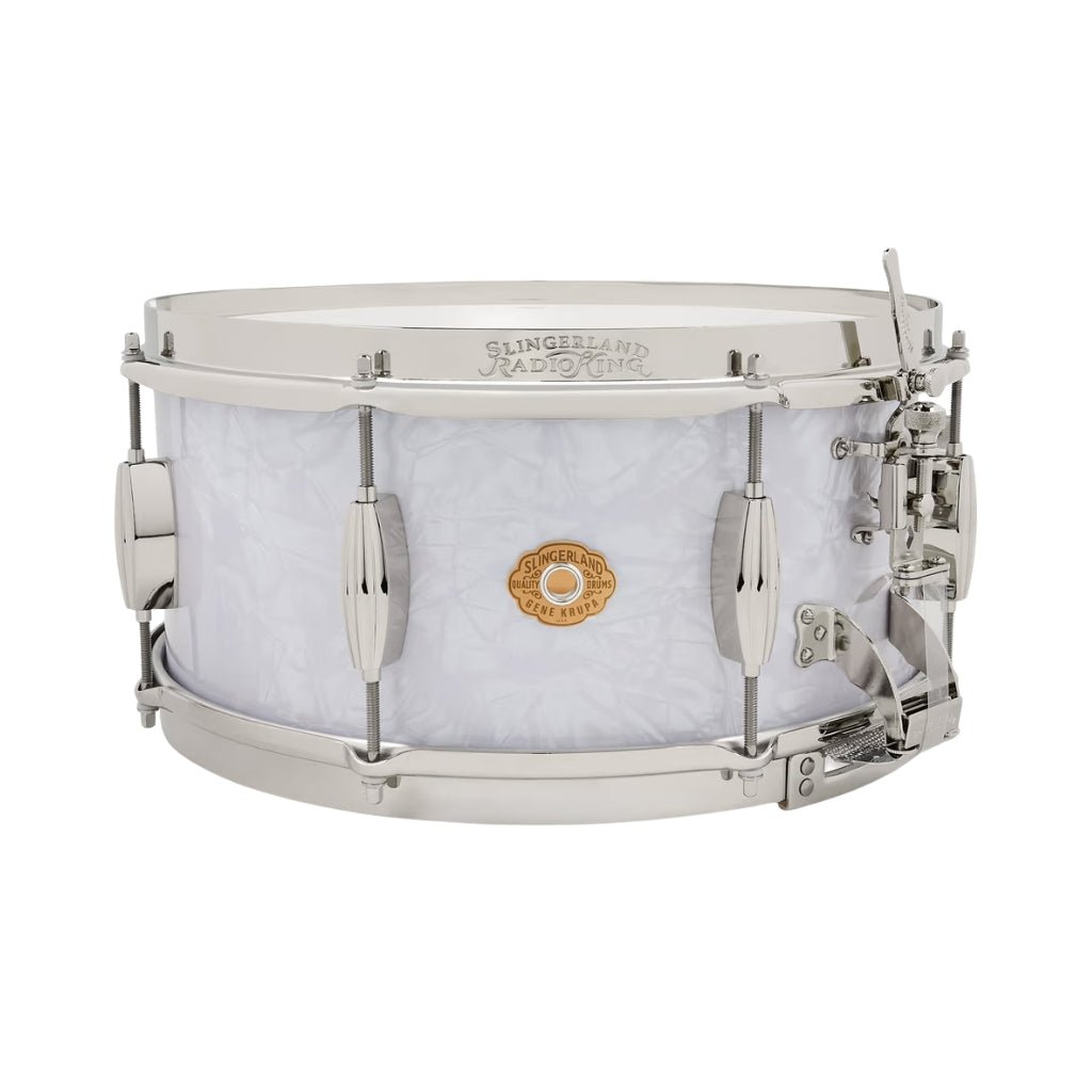 Slingerland Gene Krupa Limited Radio King 6.5"x14" Snare Drum - White Marine Pearl Snare Drums Sky Music