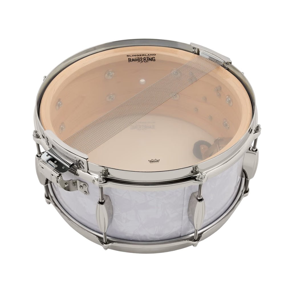 Slingerland Gene Krupa Limited Radio King 6.5"x14" Snare Drum - White Marine Pearl Snare Drums Sky Music