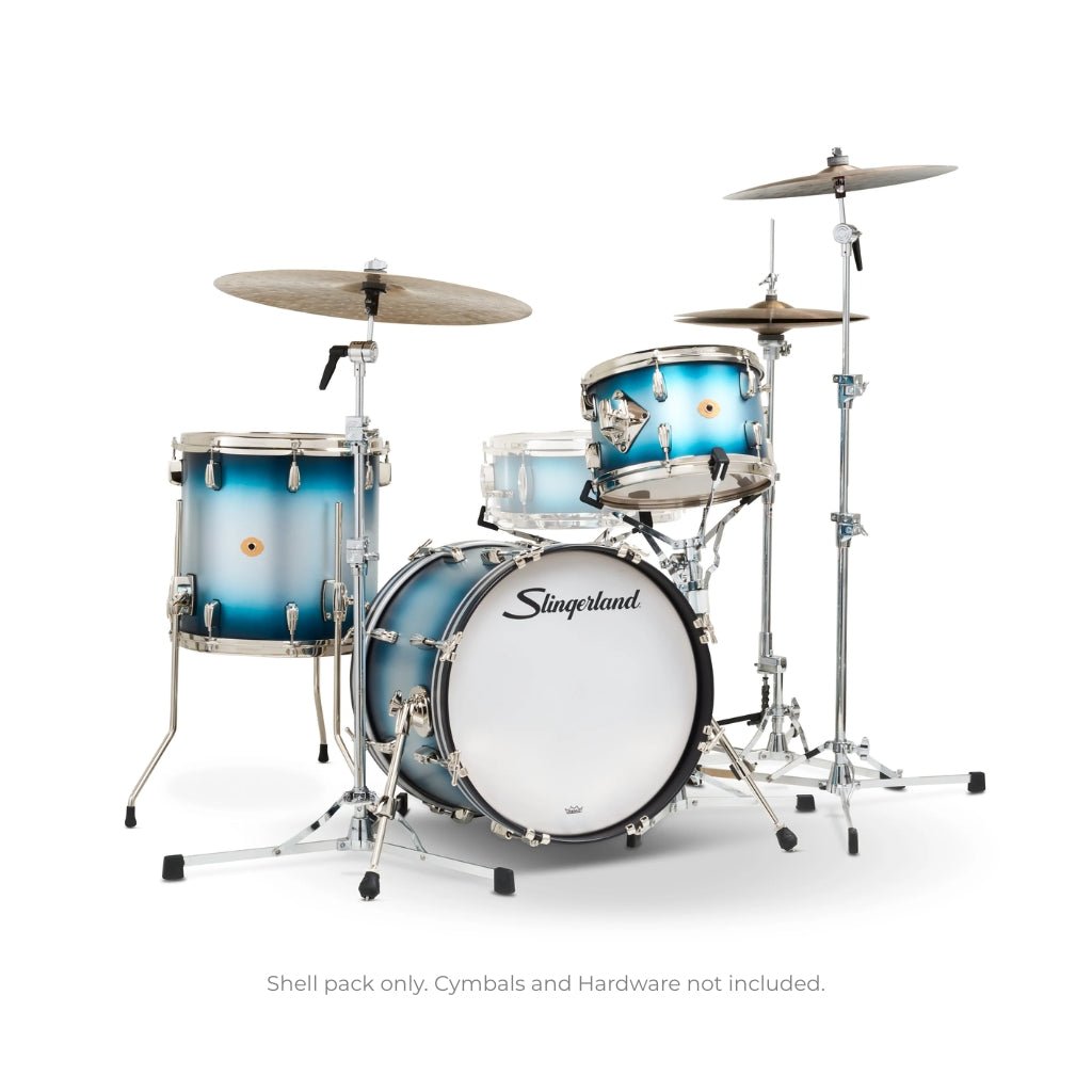 Slingerland Radio King 3-piece Shell Pack - Blue and Silver Lacquer Acoustic Drums Sky Music