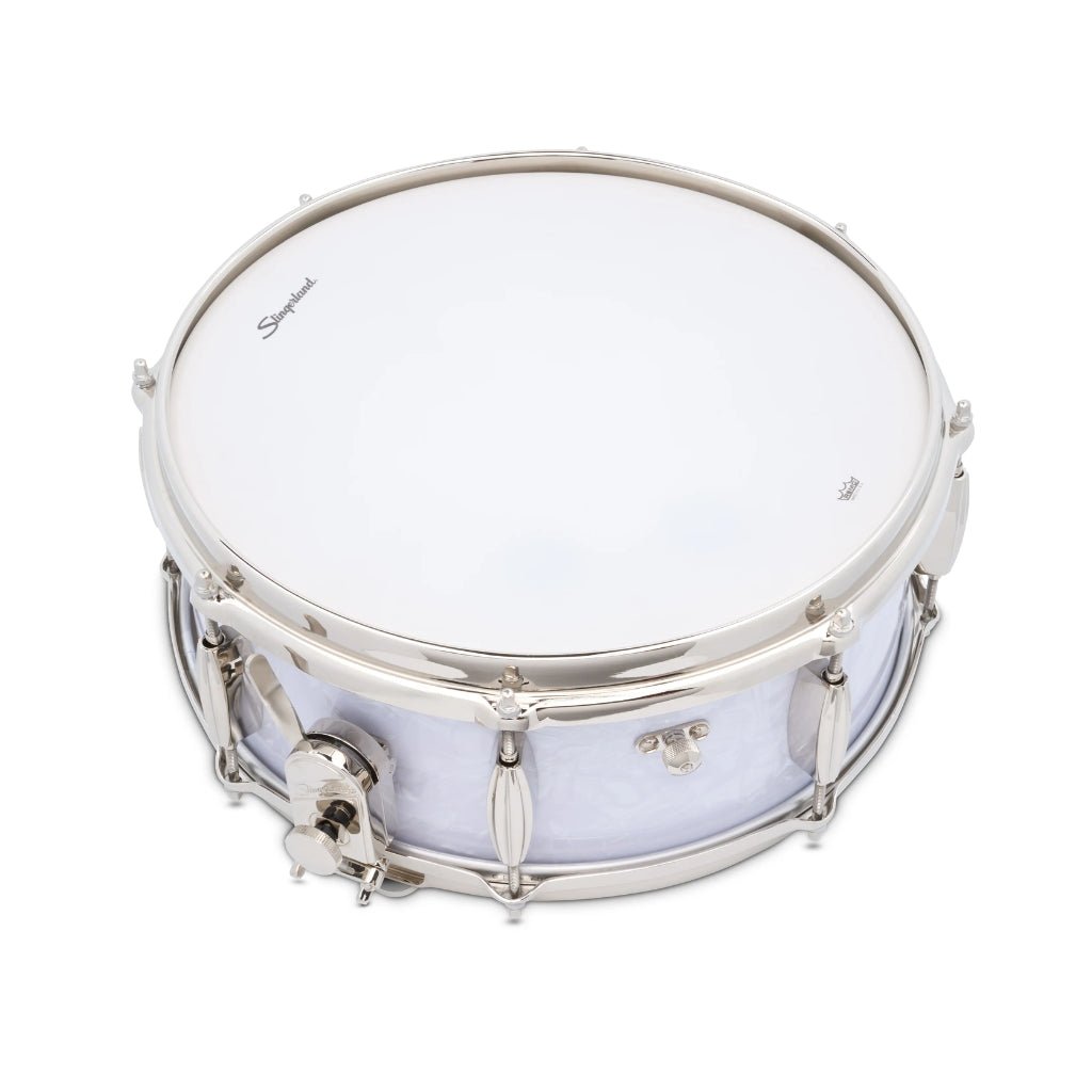 Slingerland Radio King Artist Snare Drum - 5.5 inches x 14 inches, White Marine Pearl Wrap Snare Drums Sky Music