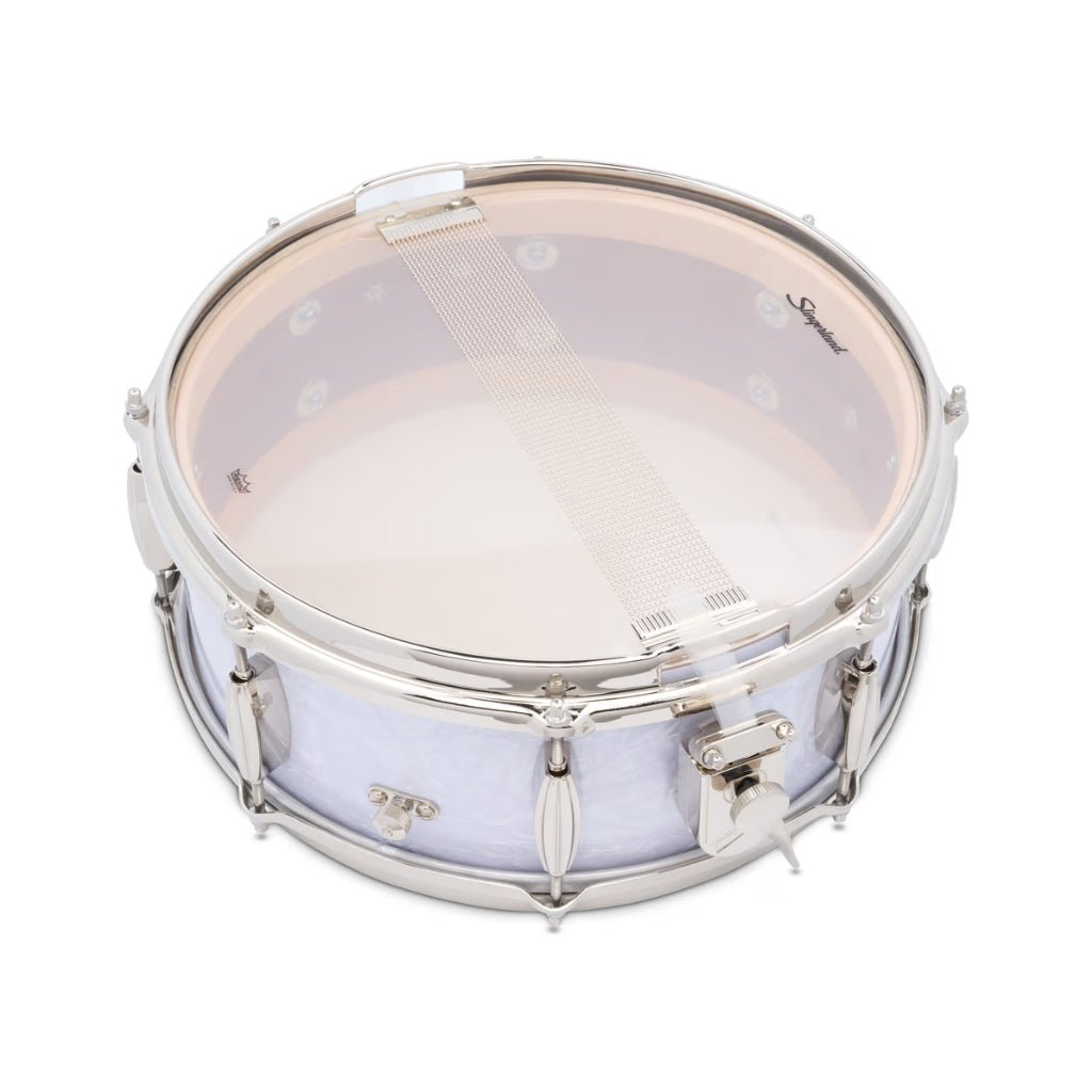Slingerland Radio King Artist Snare Drum - 5.5 inches x 14 inches, White Marine Pearl Wrap Snare Drums Sky Music