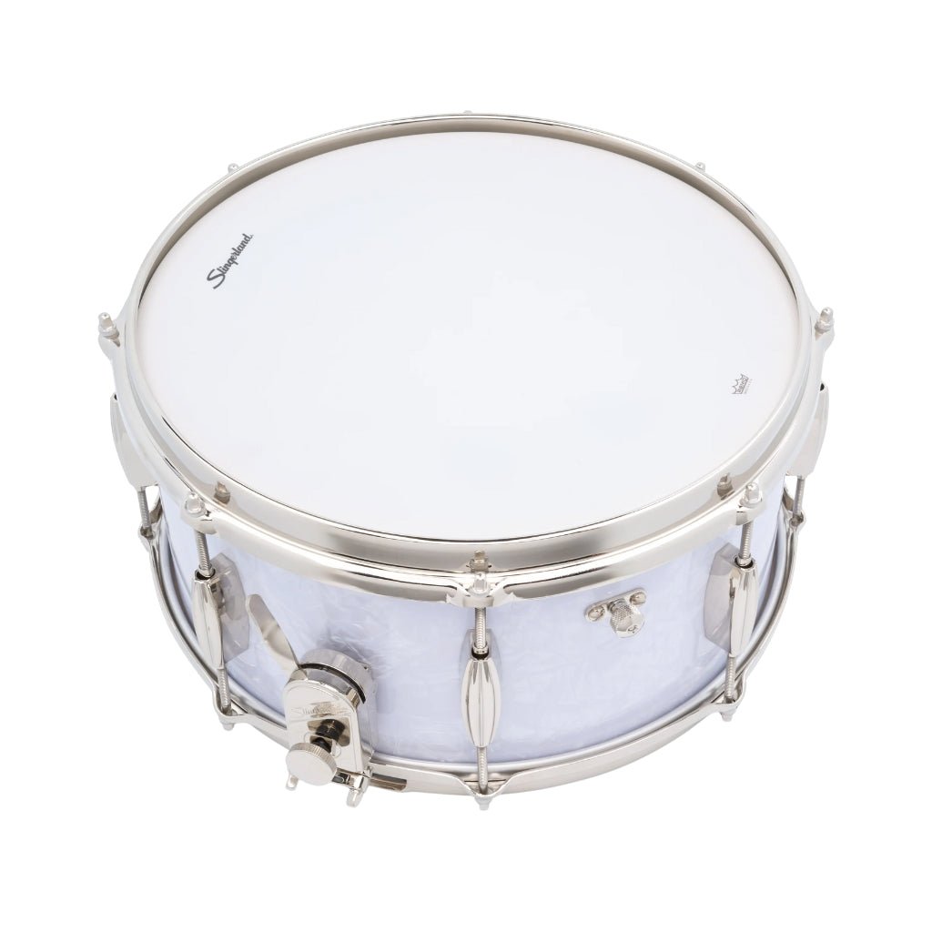 Slingerland Radio King Artist Snare Drum - 6.5 inches x 14 inches, White Marine Pearl Wrap Snare Drums Sky Music