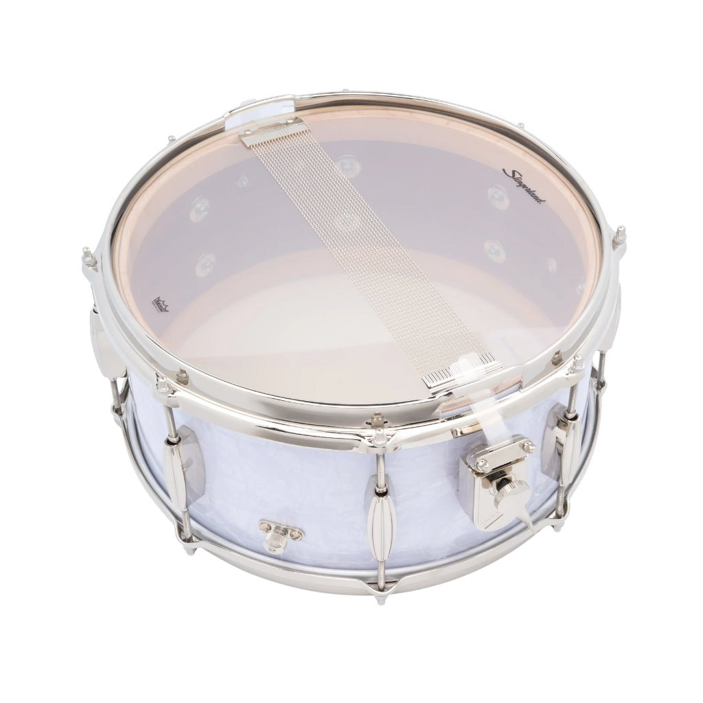 Slingerland Radio King Artist Snare Drum - 6.5 inches x 14 inches, White Marine Pearl Wrap Snare Drums Sky Music