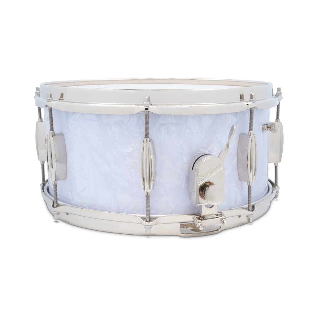 Slingerland Radio King Artist Snare Drum - 6.5 inches x 14 inches, White Marine Pearl Wrap Snare Drums Sky Music