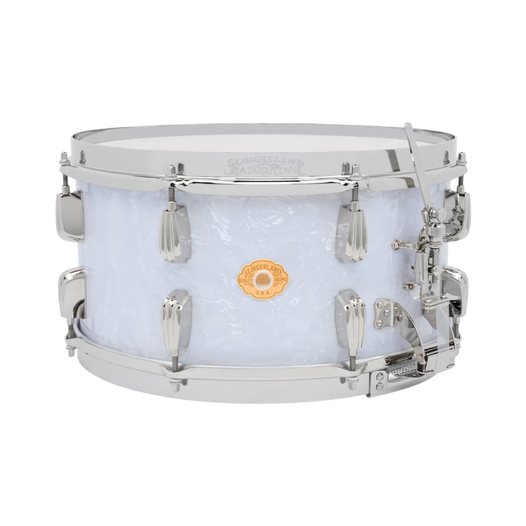 Slingerland Radio King Limited Edition Steam Bent 7" x 14" Snare Drum - White Marine Pearl Wrap Snare Drums Sky Music