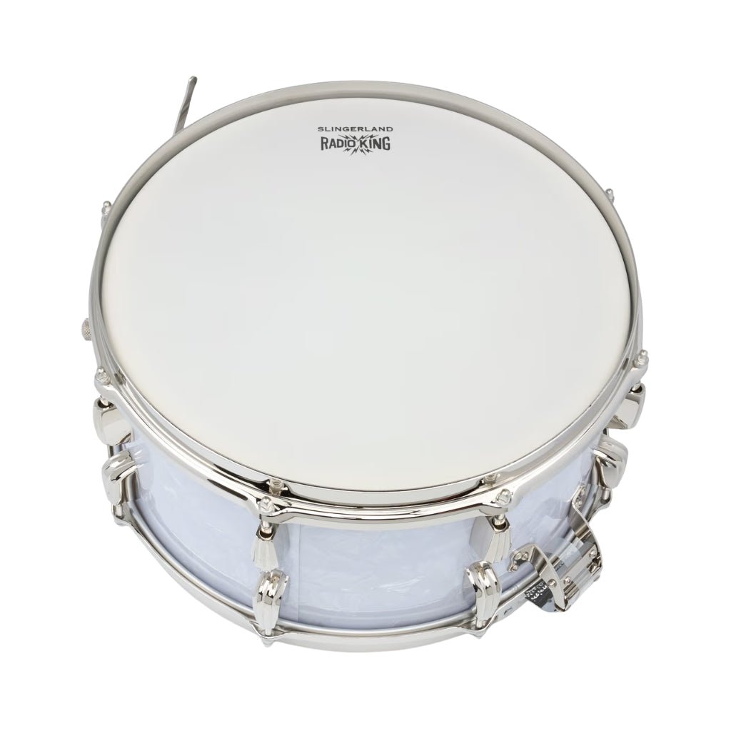 Slingerland Radio King Limited Edition Steam Bent 7" x 14" Snare Drum - White Marine Pearl Wrap Snare Drums Sky Music