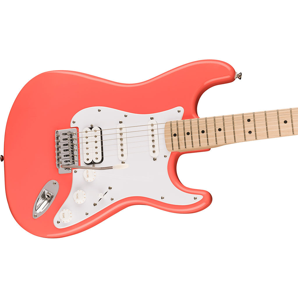 Squier Sonic™ Stratocaster® HSS, Maple Fingerboard - White Pickguard - Tahitian Coral